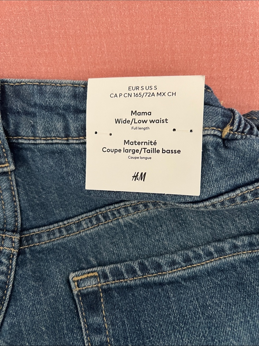 H&M Mama Wide Low-Waist Jeans in Denim Blue
